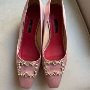 Carolina Herrera Pink Heels with Embellished Buckle